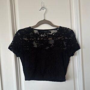 Black Lace Crop Top